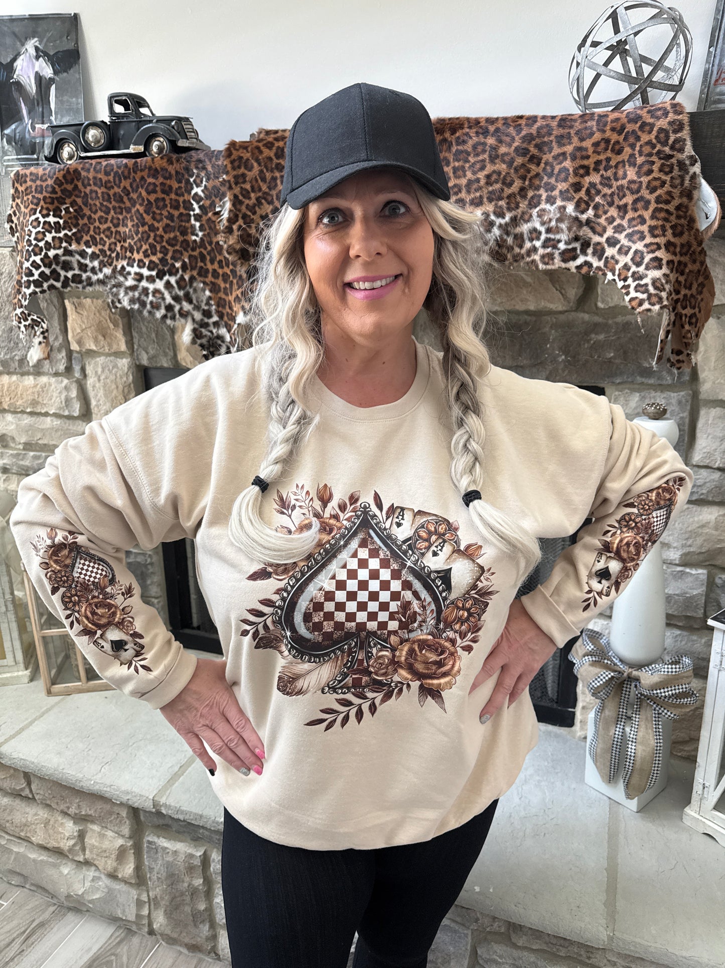 Checkered Brown Spade Sweatshirt