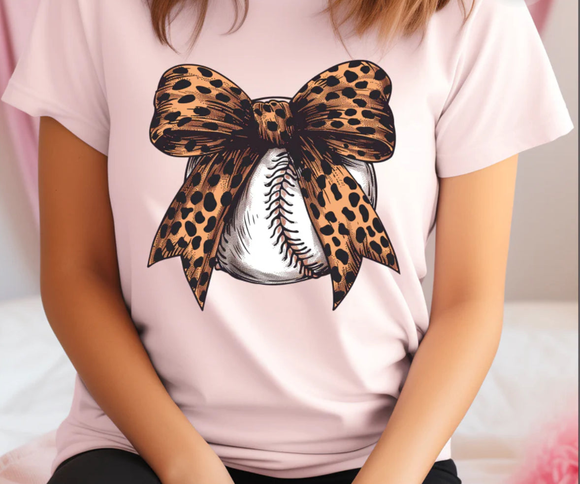 Cheetah Bow Baseball Graphic Tshirt