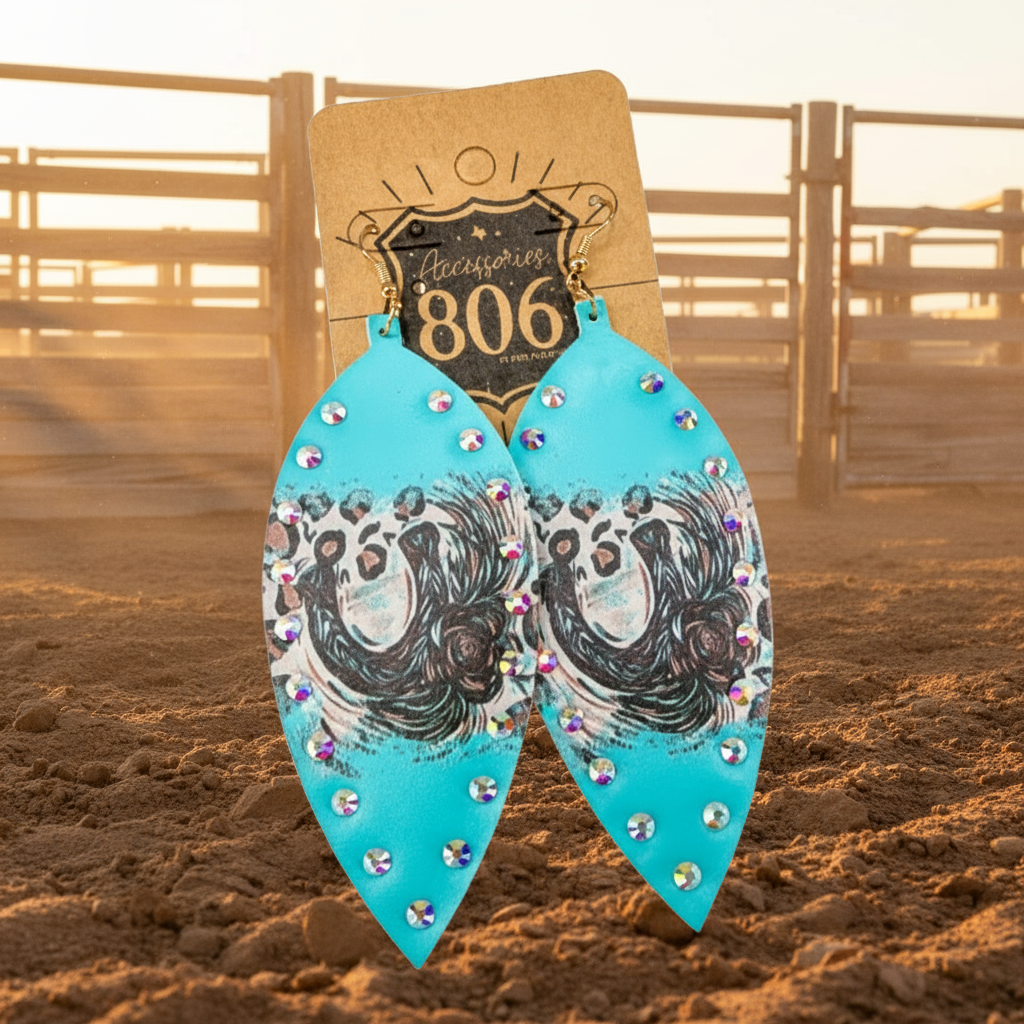 Horseshoe Print AB Crystal Earrings