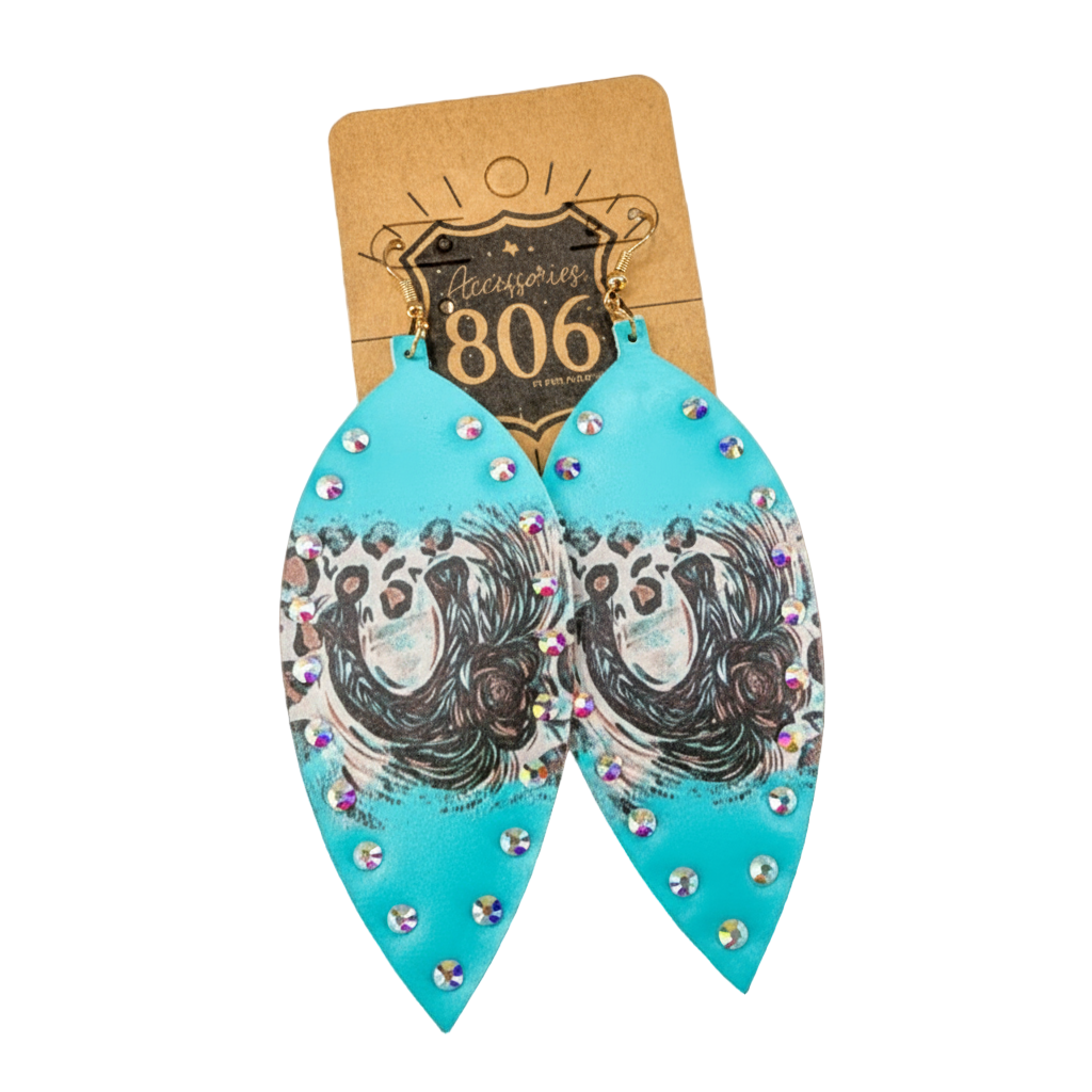 Horseshoe Print AB Crystal Earrings