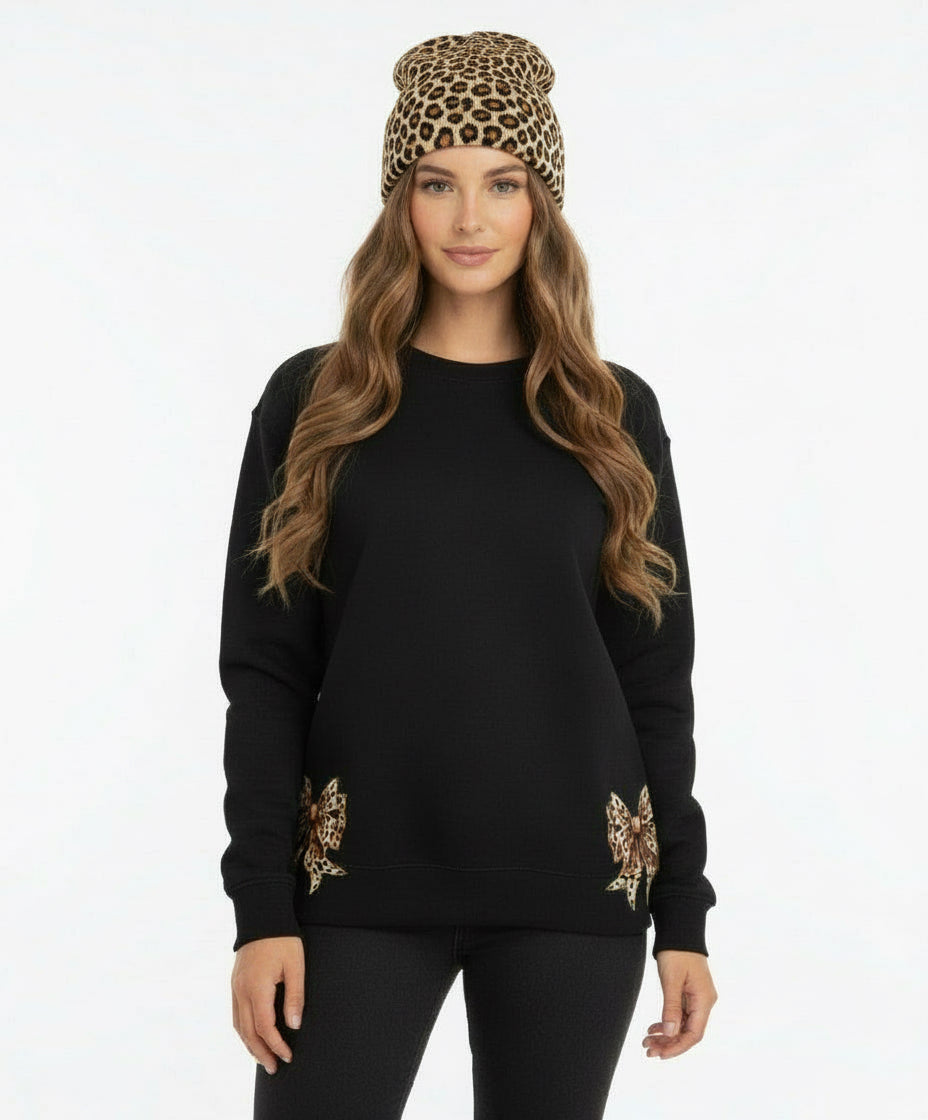 Cheetah Side Bows Graphic Sweatshirt
