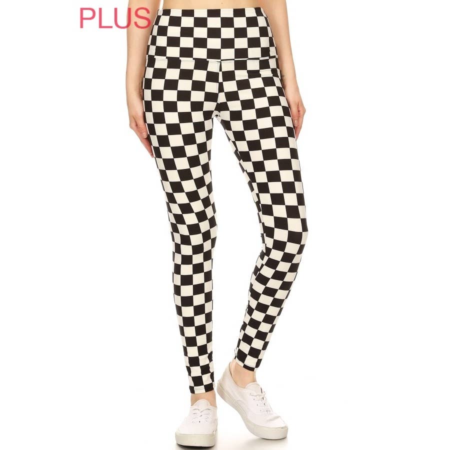 Checkered Black and White Plus Size Leggings