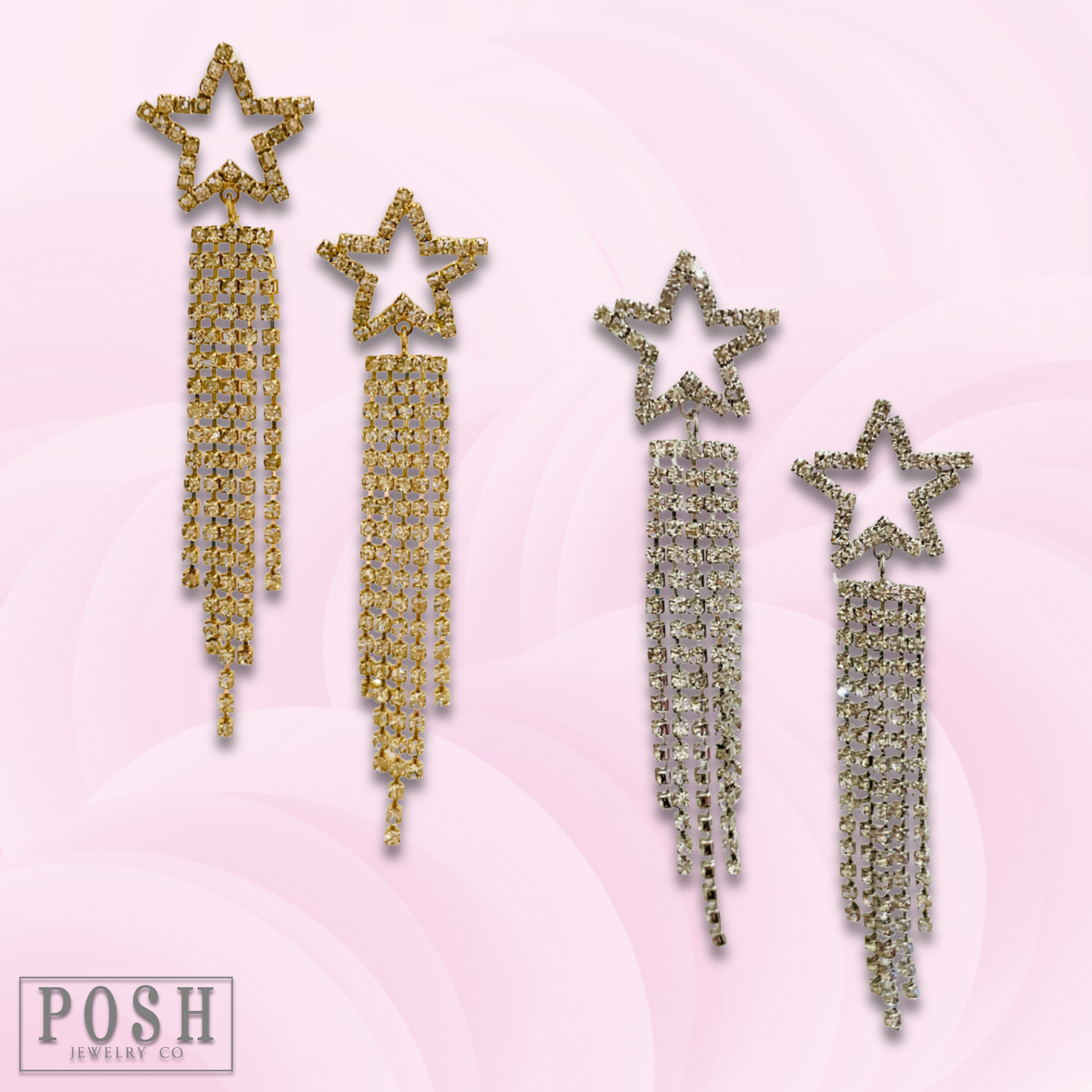 Rhinestone Star Post Earrings