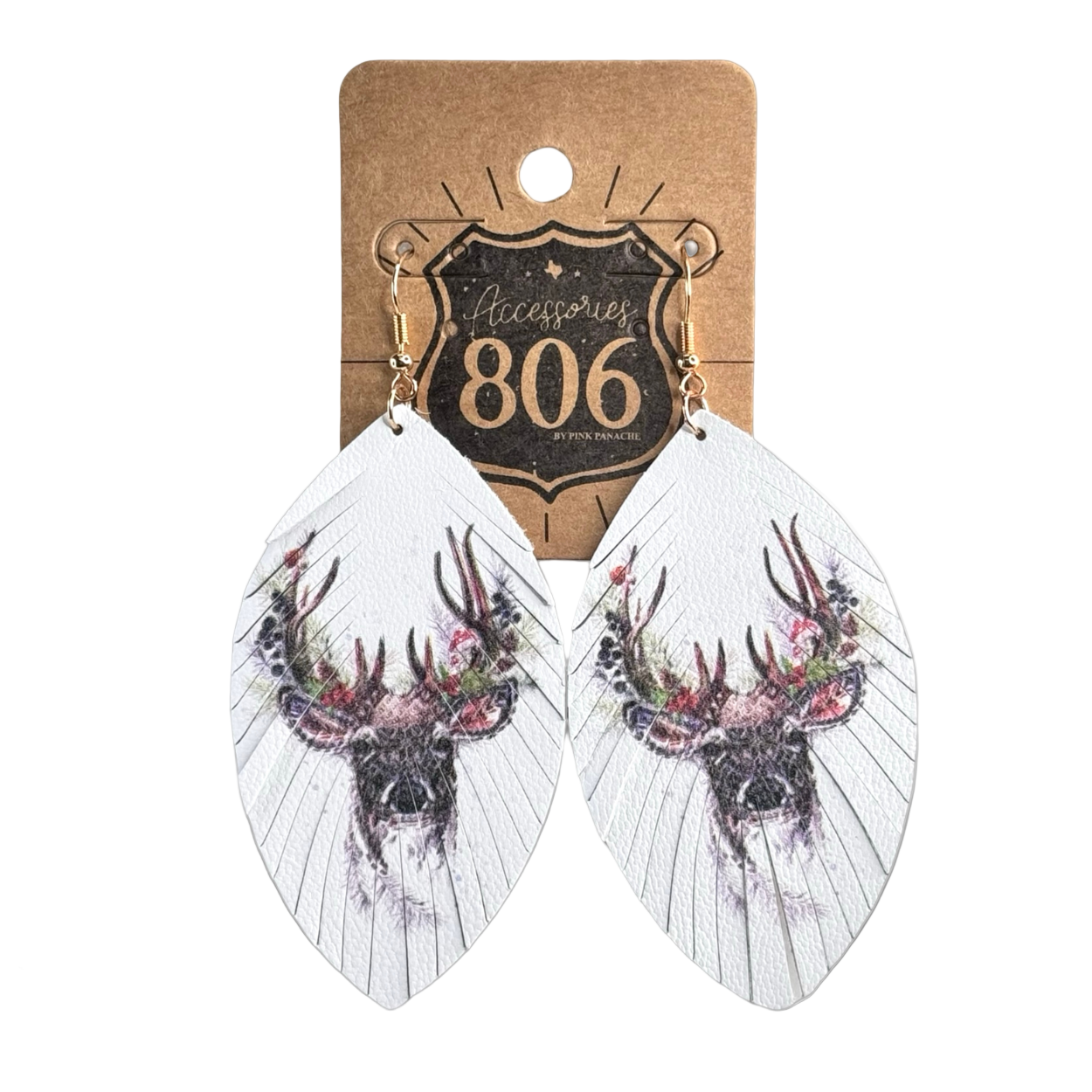 Reindeer Print Leather Earrings