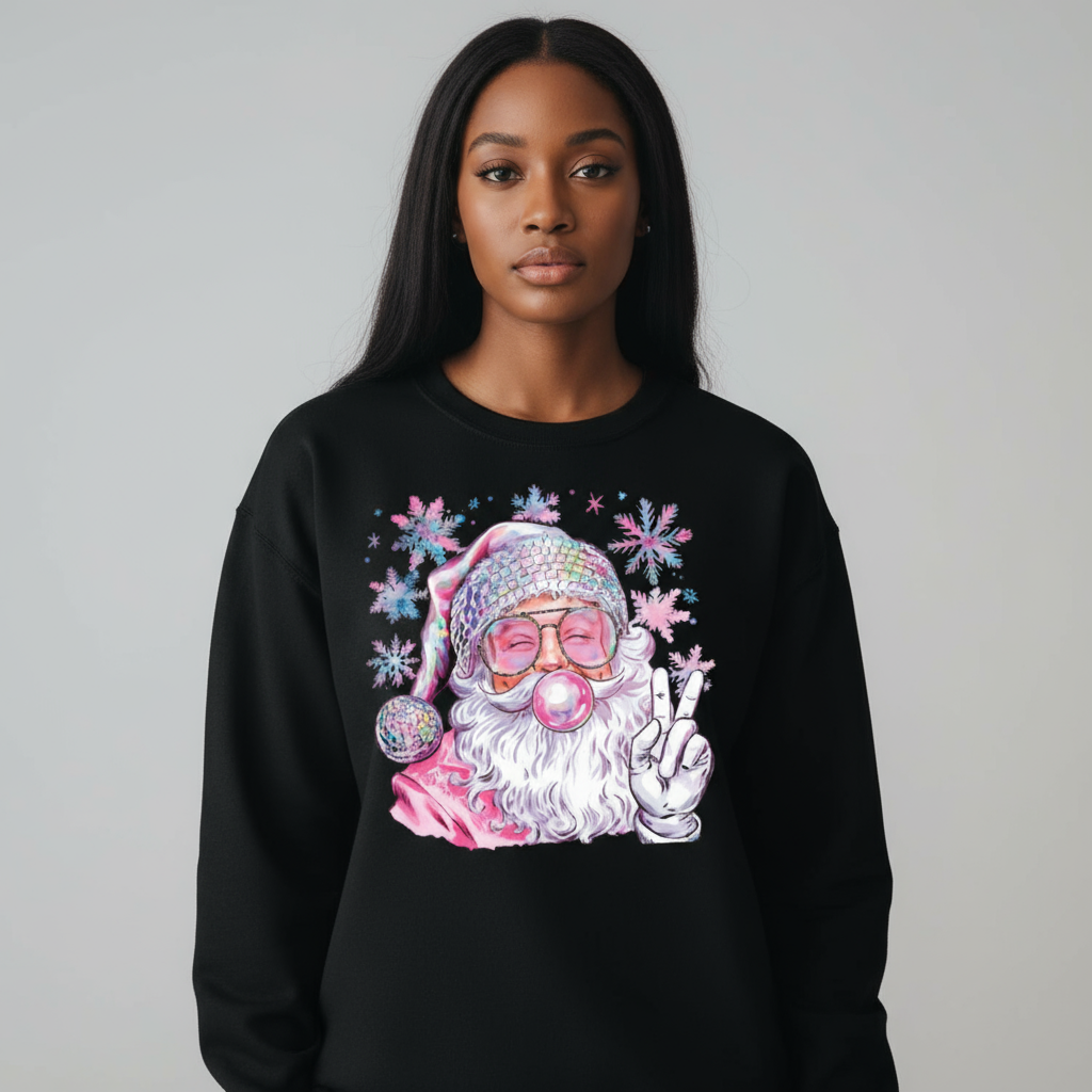 Disco Santa Christmas Graphic Sweatshirt