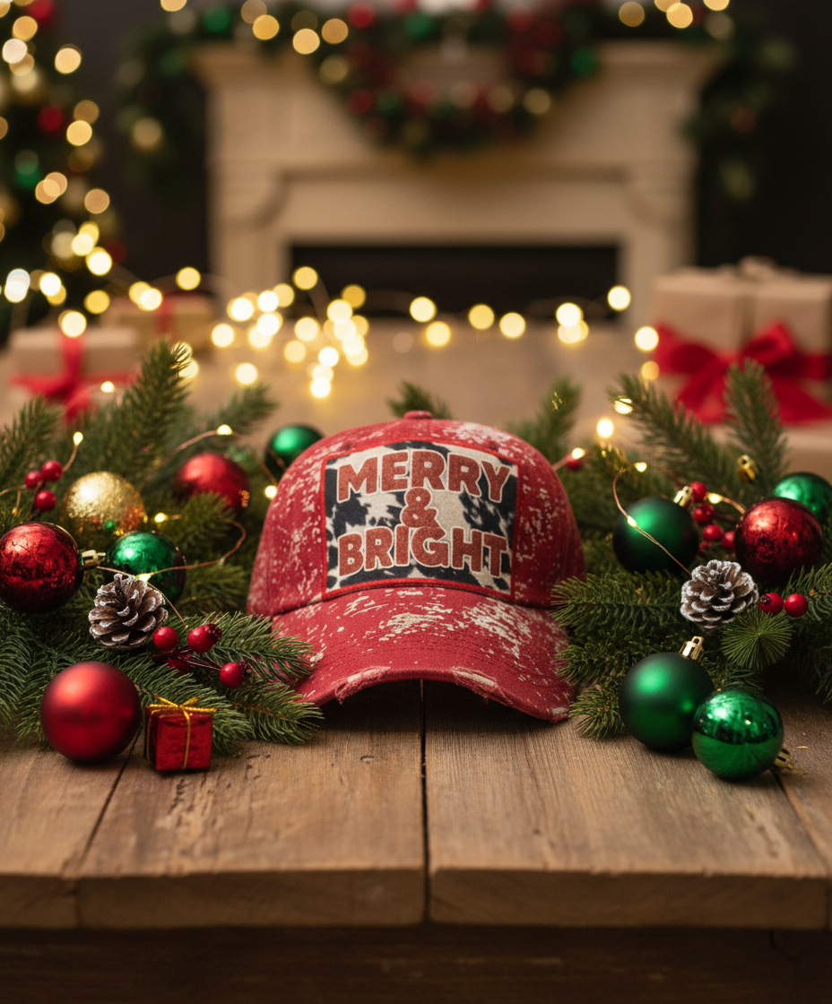 Merry and Bright Glitter Trucker Hat