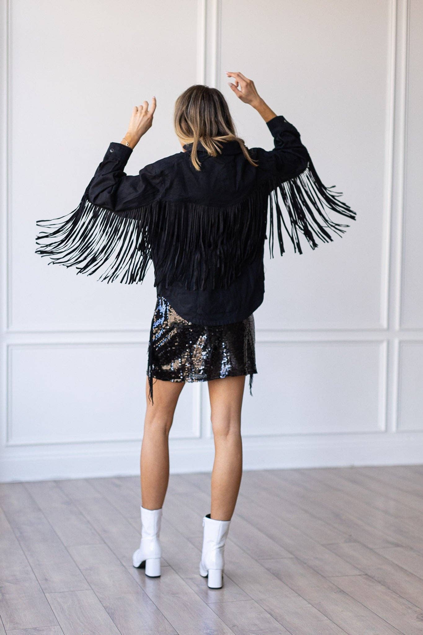 Fringe With Benefits Black Denim Jacket