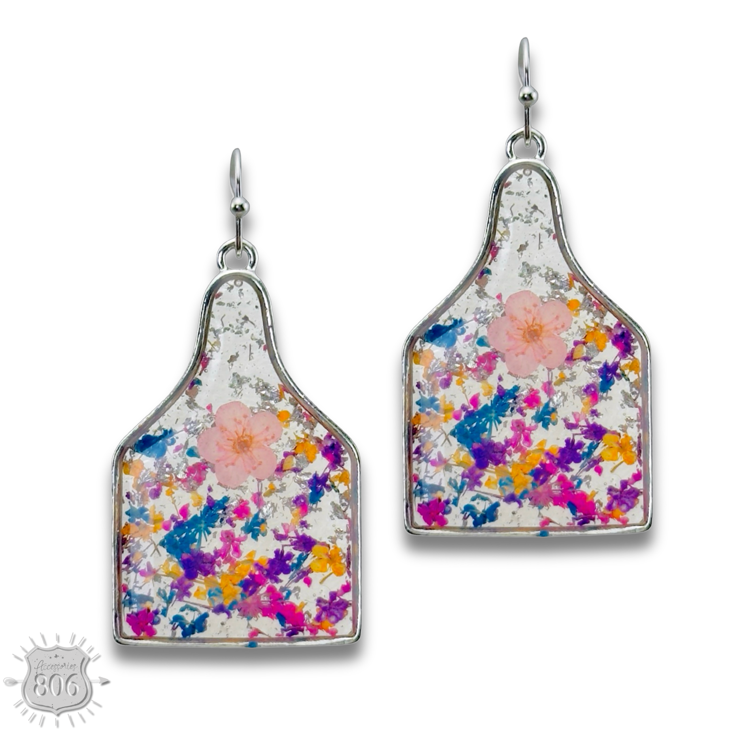 Pressed Flower Ear Tag Earrings