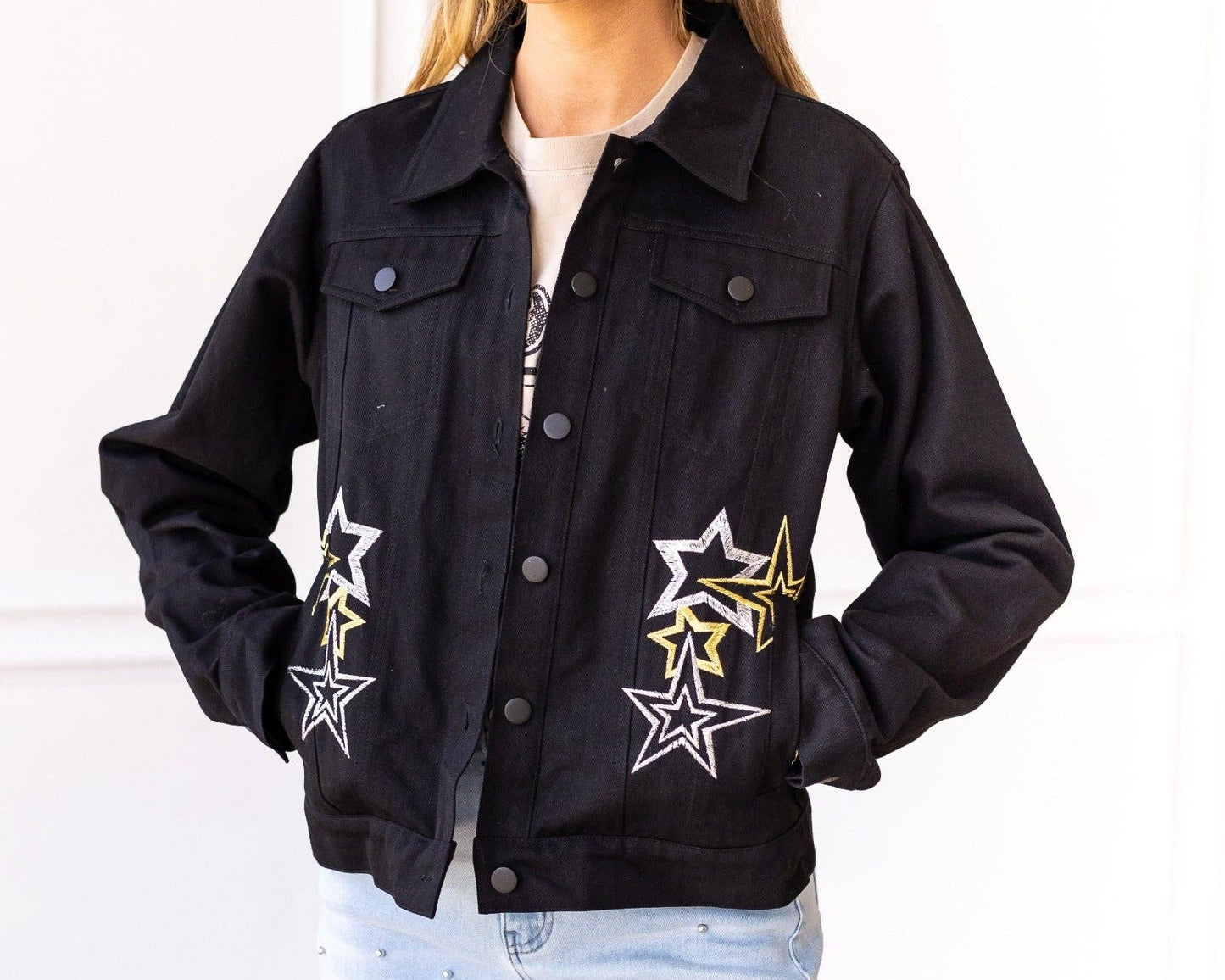 Cosmic Cowgirl Black Denim Jacket