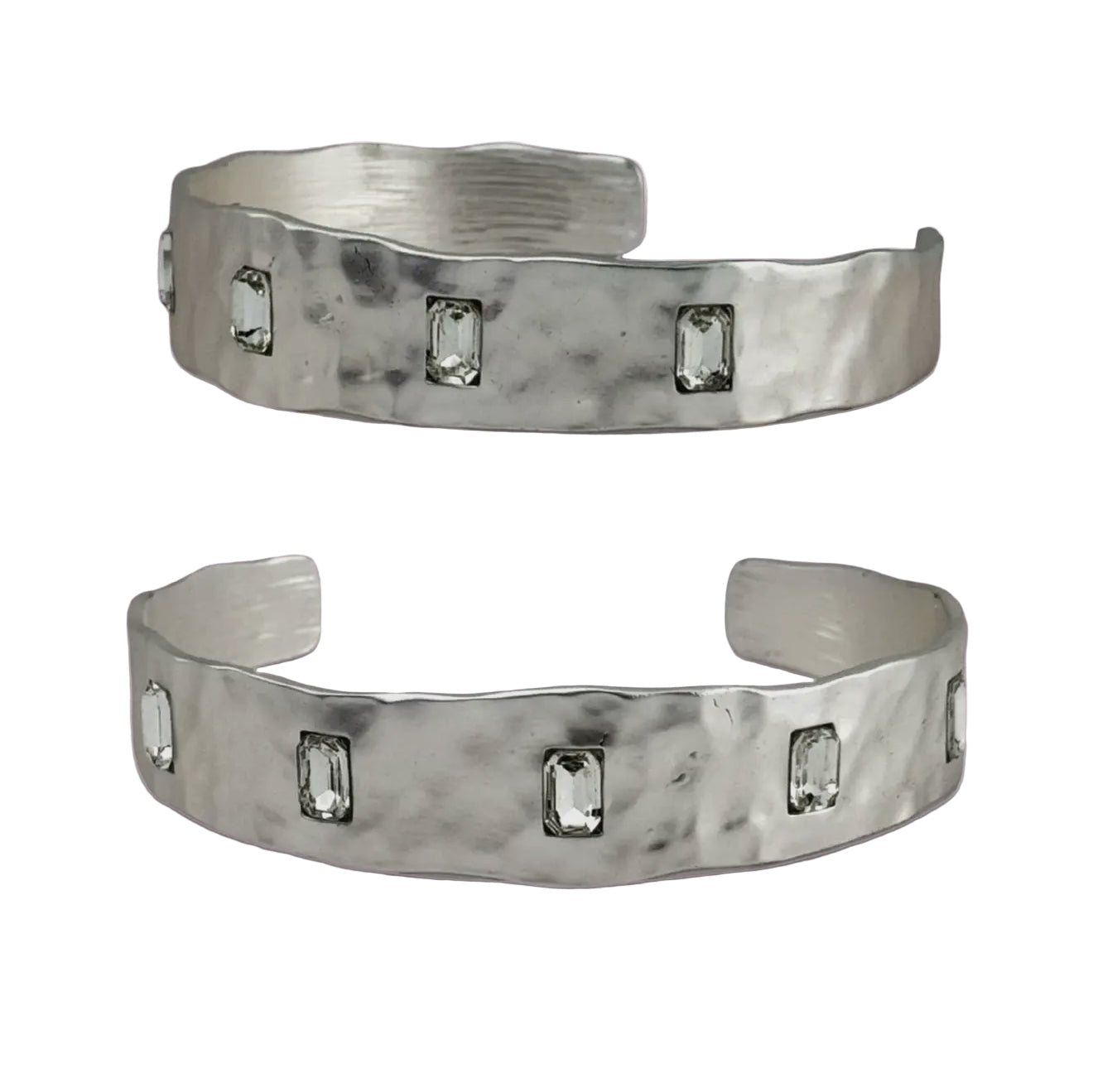 Rhinestone Silver Tone Stud Bangle Bracelet