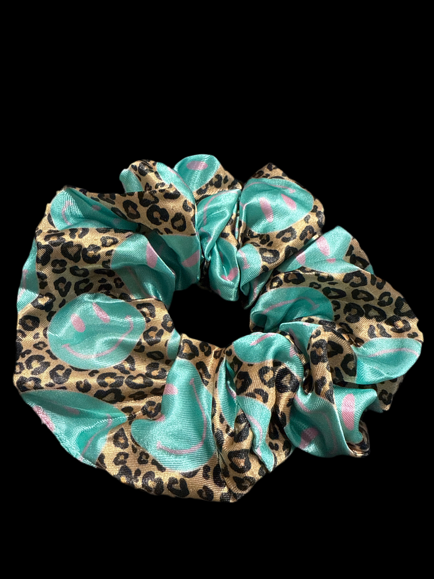 Smiley Face Cheetah Hair Scrunchie
