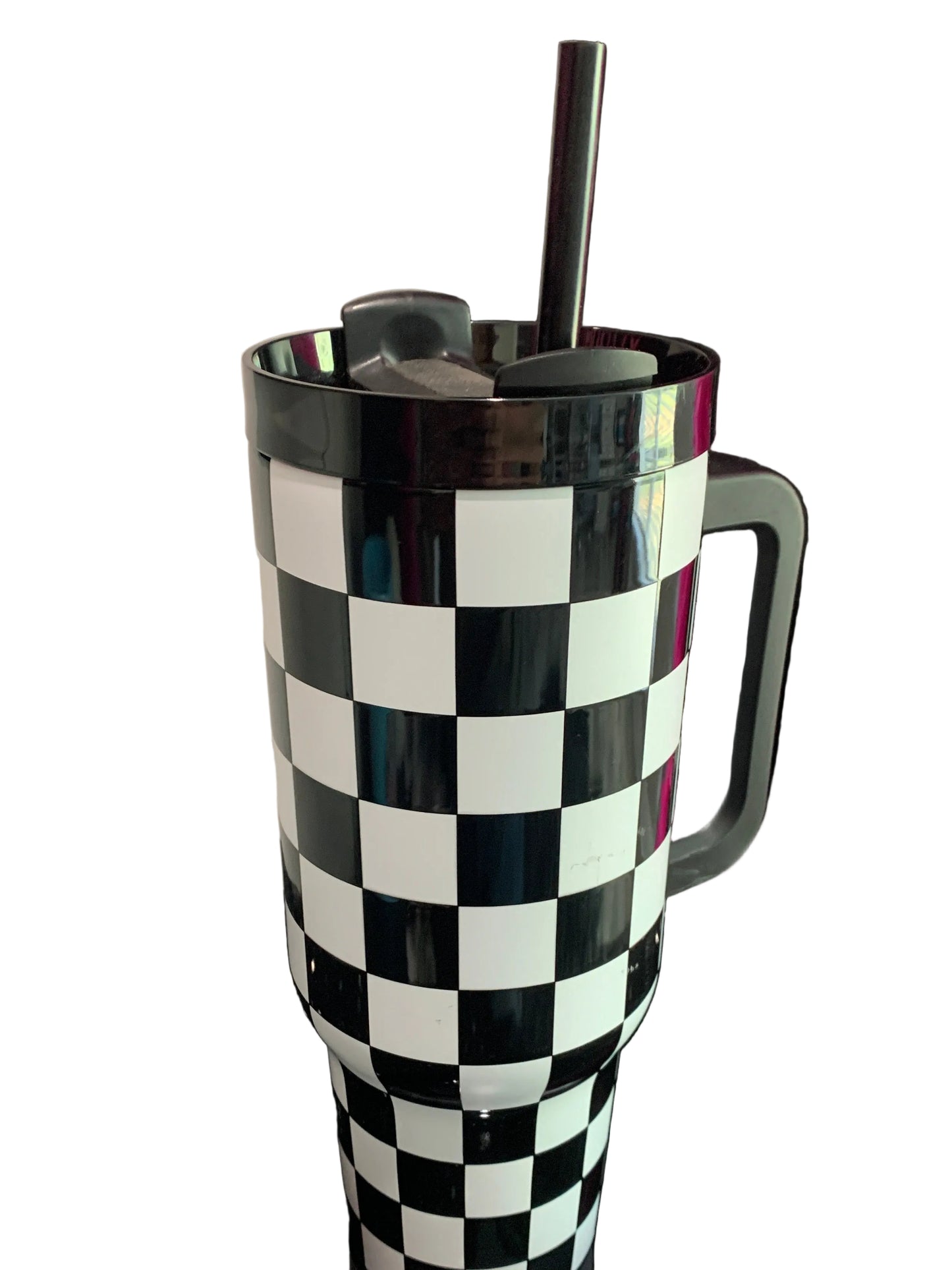 40oz Black and White Checkered