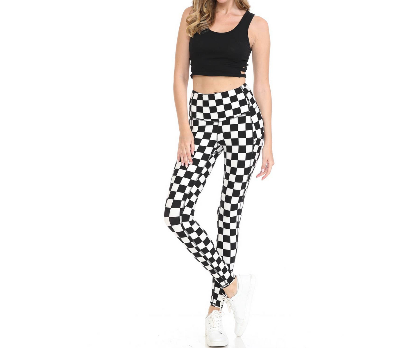 Checkered Premium High Waist Activewear Leggings