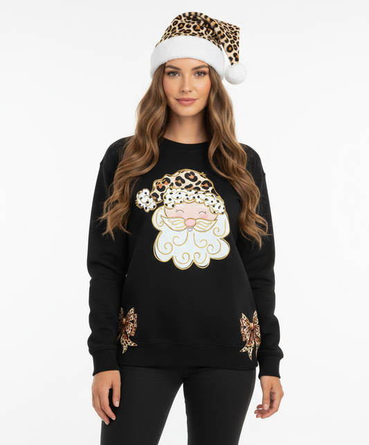 Leopard Santa Bows Christmas Sweatshirt