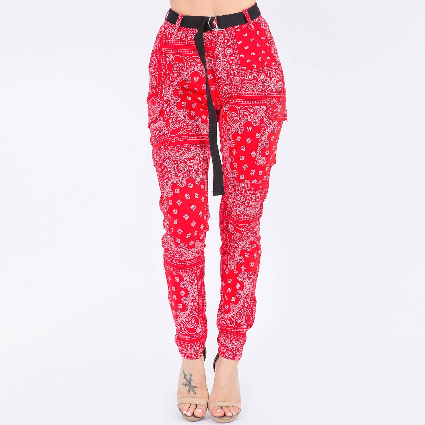 RED BANDANA PATTERN JOGGER PANTS