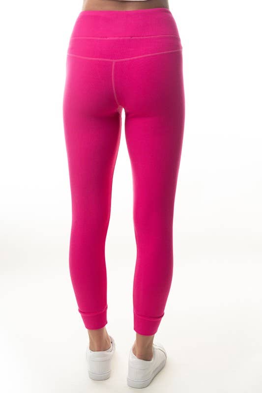 High Waisted Hot Pink Solid Knit Leggings
