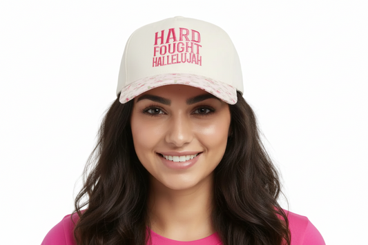 Hard Fought Hallelujah Pink Floral Ballcap