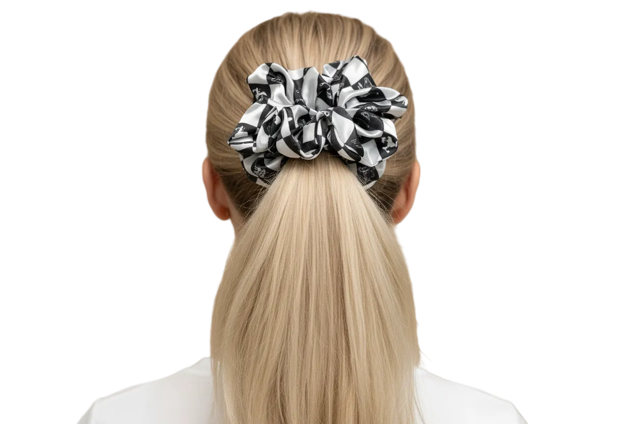 Bull Riding Checkered Scrunchie
