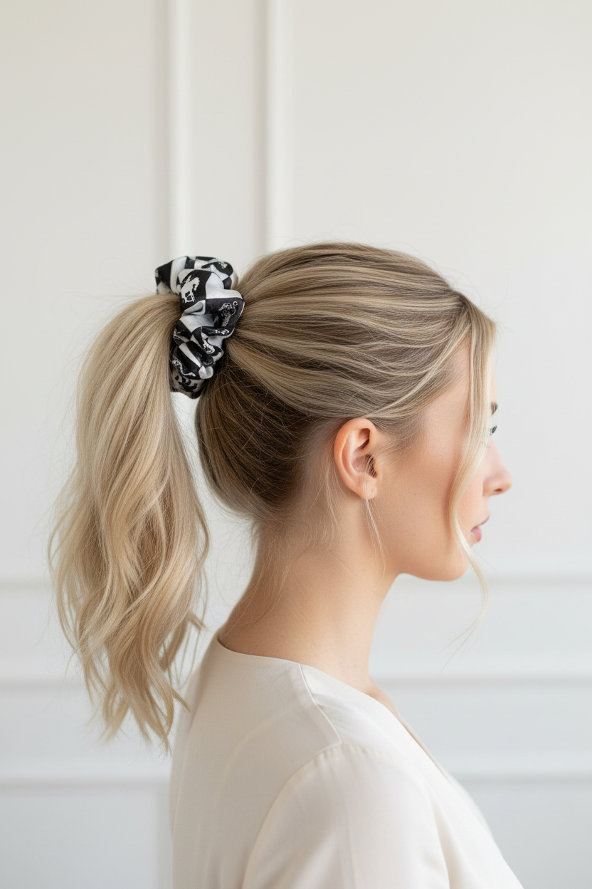 Bull Riding Checkered Scrunchie
