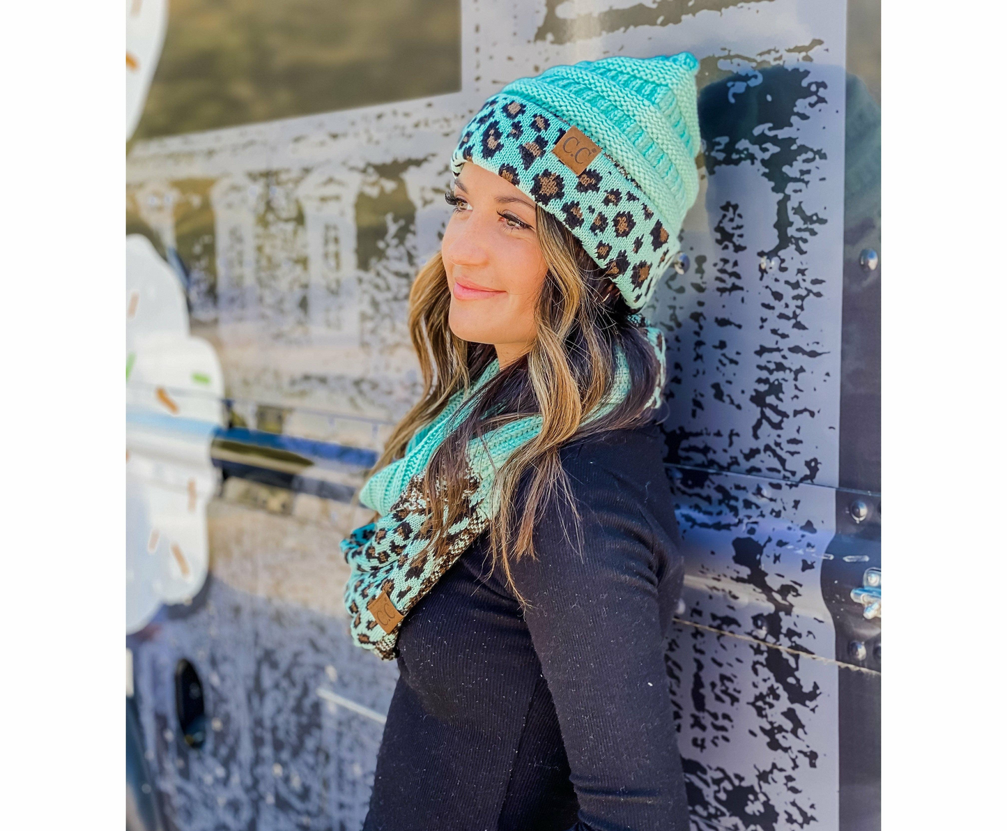 Matching Cuff Leopard Print Beanie