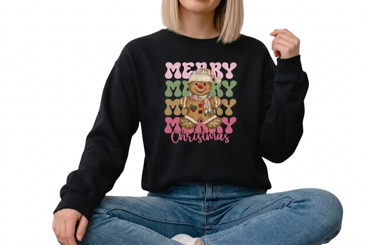 Merry Gingerbread Christmas Graphic Sweatshirt