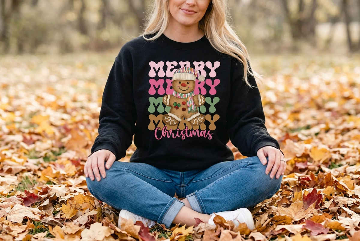 Merry Gingerbread Christmas Graphic Sweatshirt