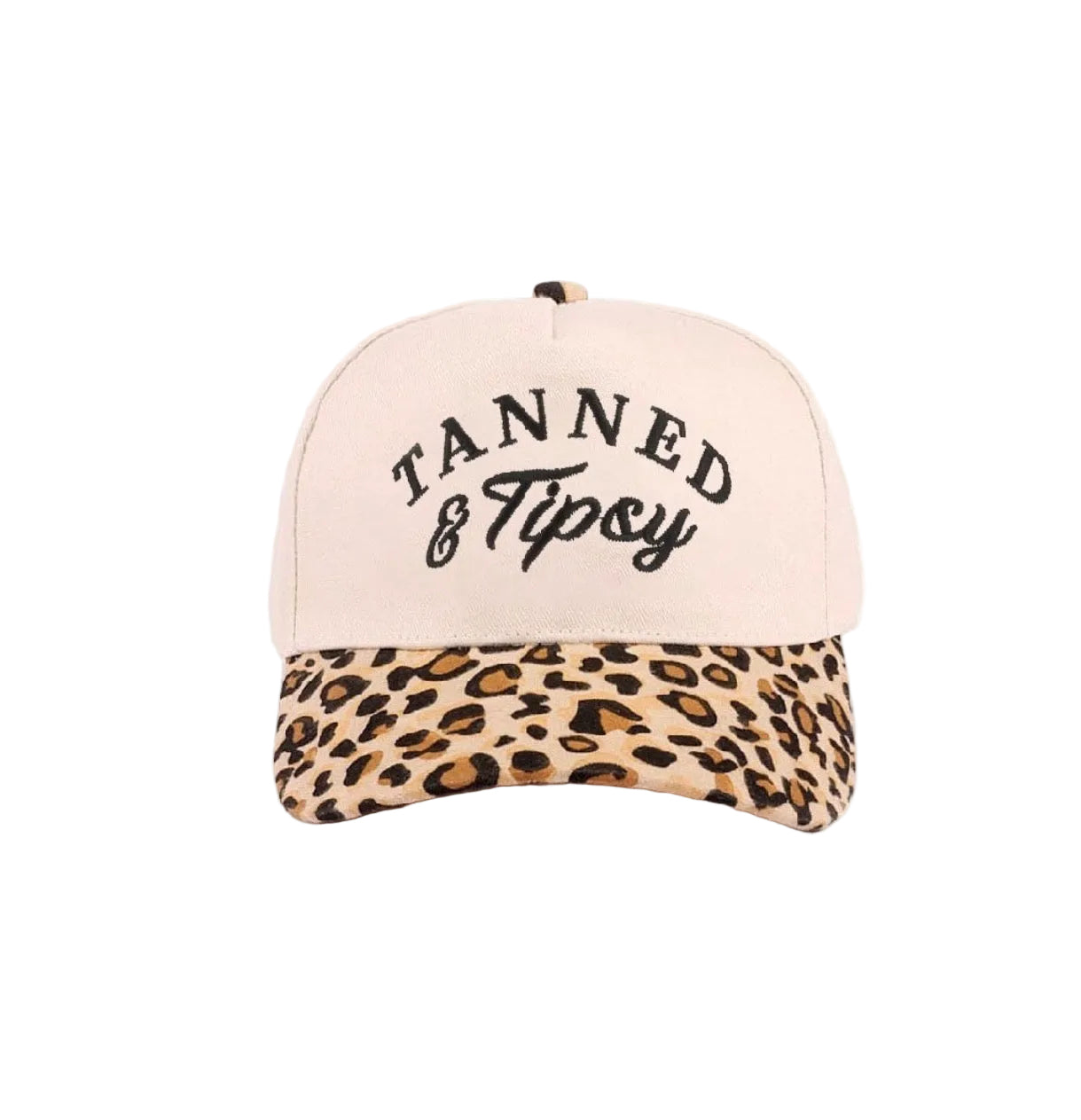 Tanned & Tipsy Embroidered Leopard Print Ball Cap