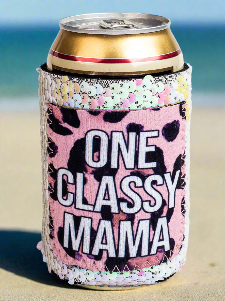 One Classy Mama Sequin Can Cooler