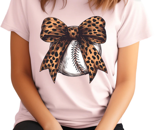 Cheetah Bow Baseball Graphic Tshirt