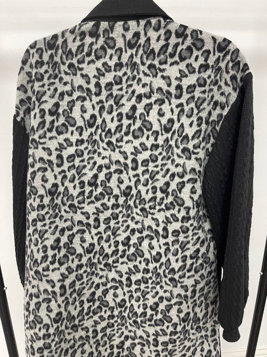 Women's Feline Flair Black Button-Up Jacket