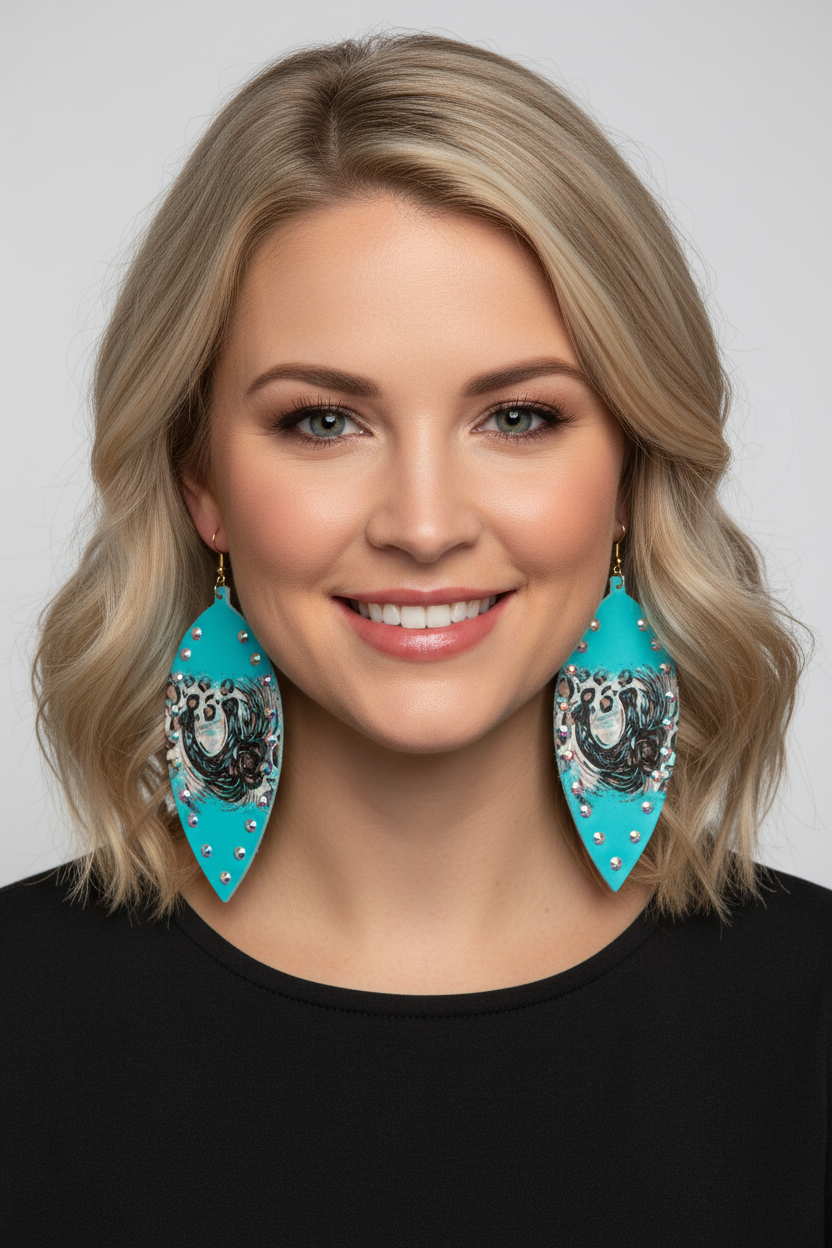 Horseshoe Print AB Crystal Earrings