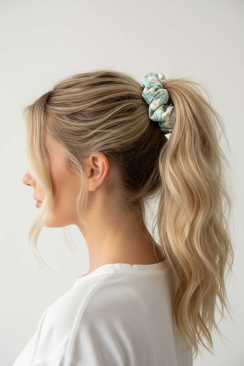 Turquoise Boot Stitch Hair Scrunchie