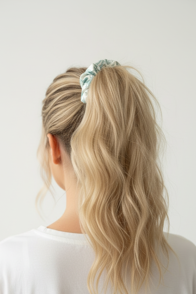 Turquoise Boot Stitch Hair Scrunchie
