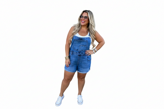 KACI SHORT DENIM OVERALLS