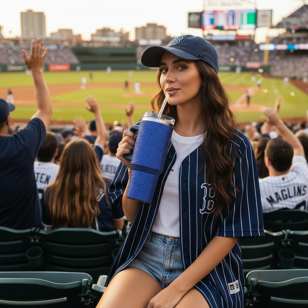Rhinestone 40 oz Tumbler Cup Dark Blue