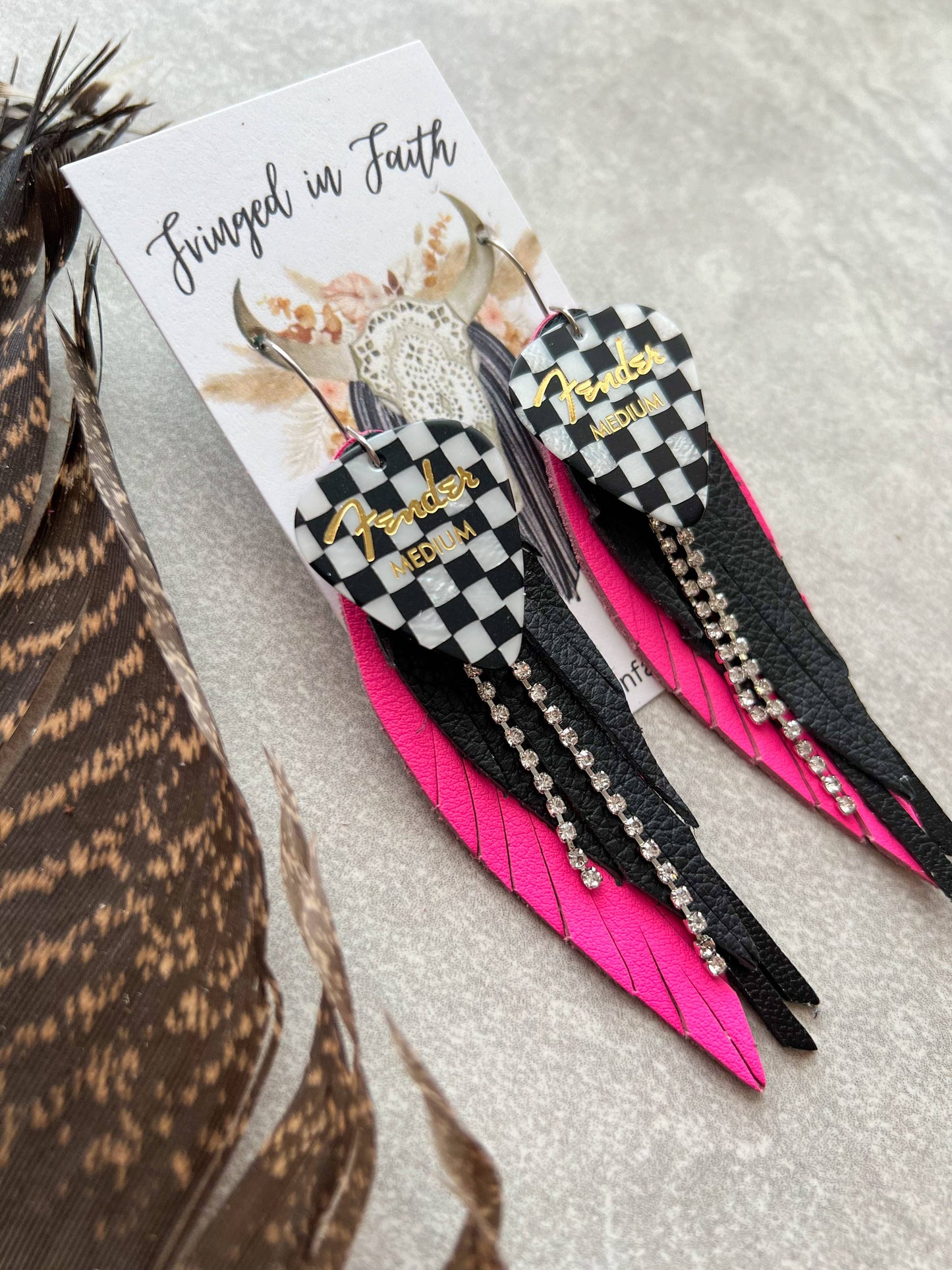 Hot Pink Checked Out Fringe Earrings