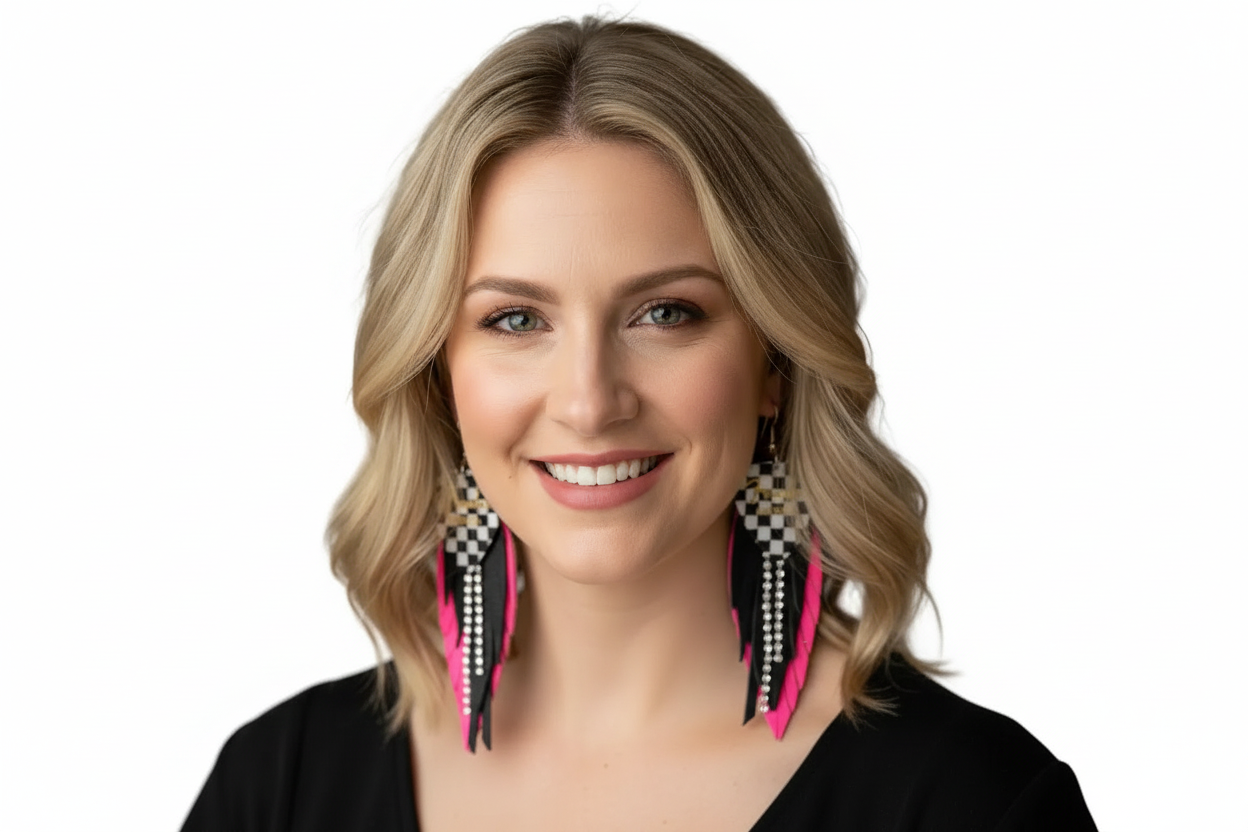Hot Pink Checked Out Fringe Earrings