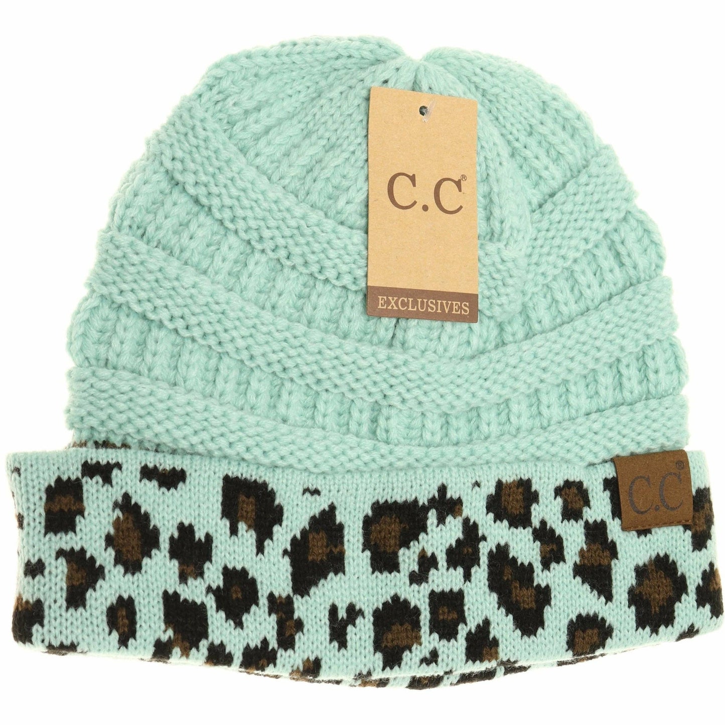 Matching Cuff Leopard Print Beanie