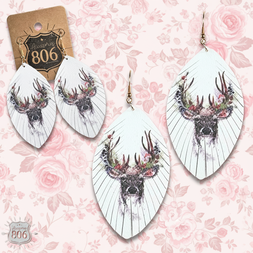 Reindeer Print Leather Earrings