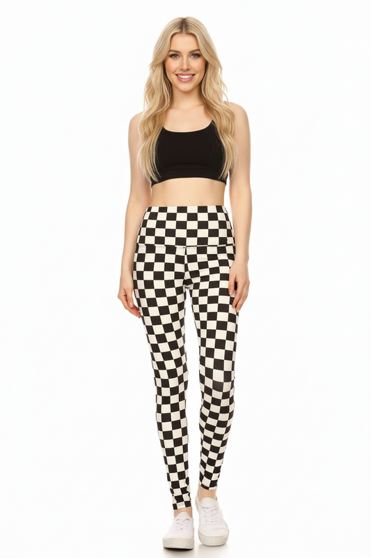 Checkered Black and White Plus Size Leggings