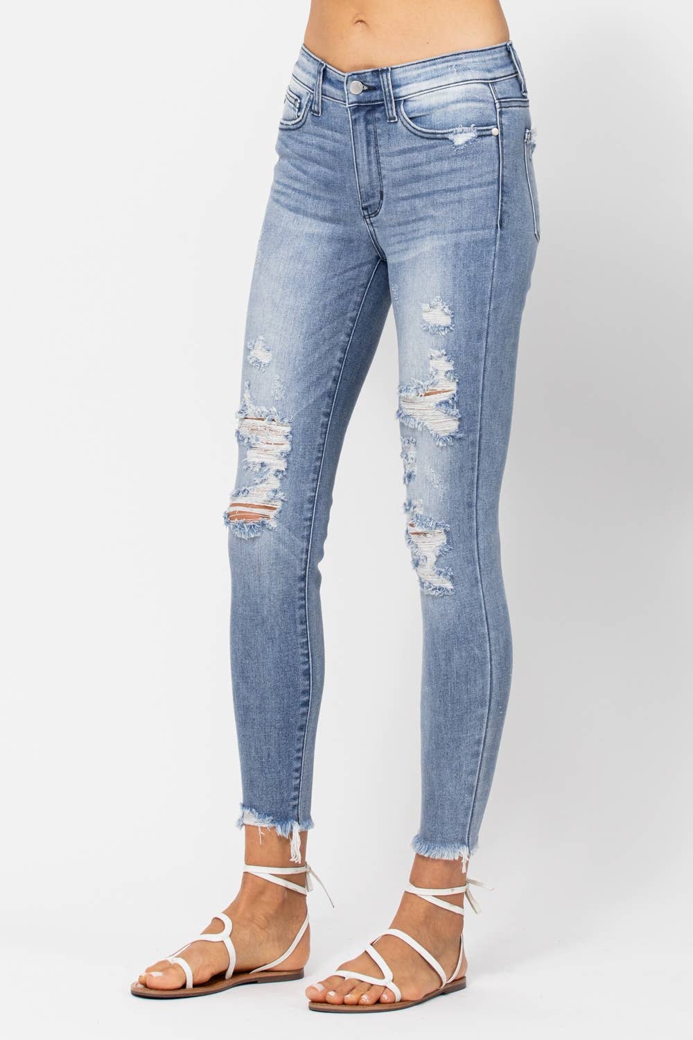 MID-RISE SKINNY DESTROYED (Size 15 only): MD / 15(32)