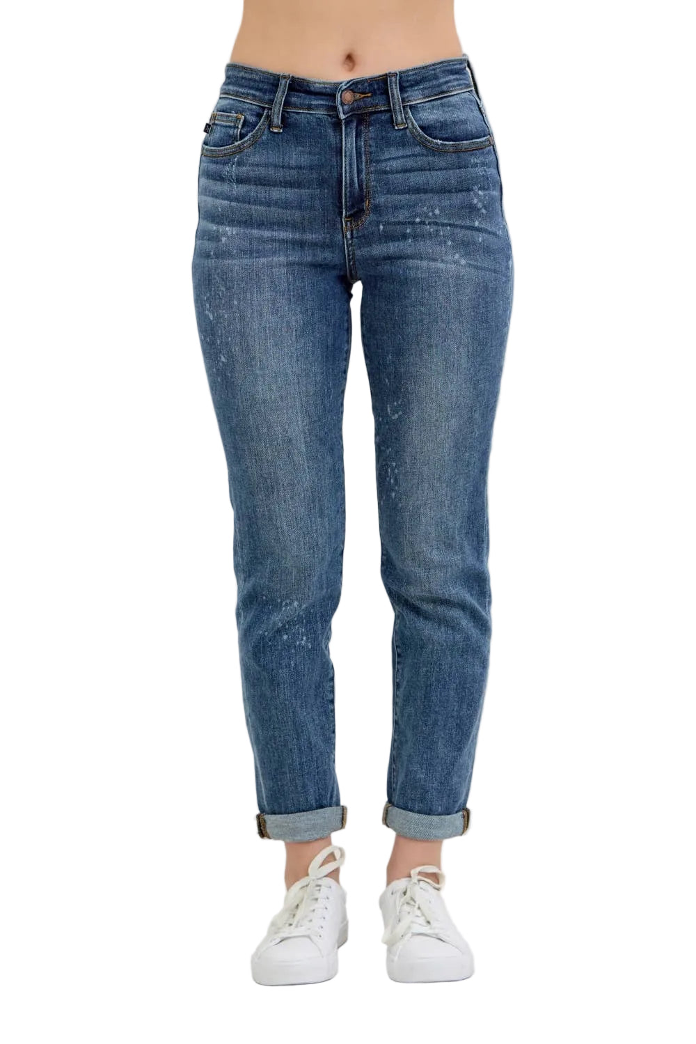 Judy Blue Hi-Rise Bleach Splash Boyfriend Jeans