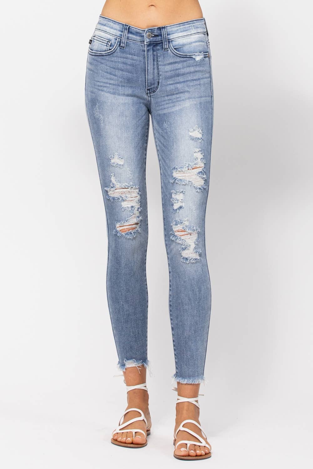 MID-RISE SKINNY DESTROYED (Size 15 only): MD / 15(32)