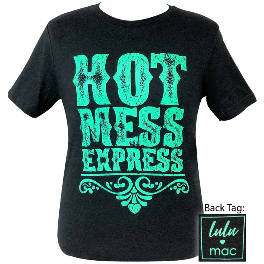 Lulu Mac Hot Mess Express Black Heather Graphic Tshirt