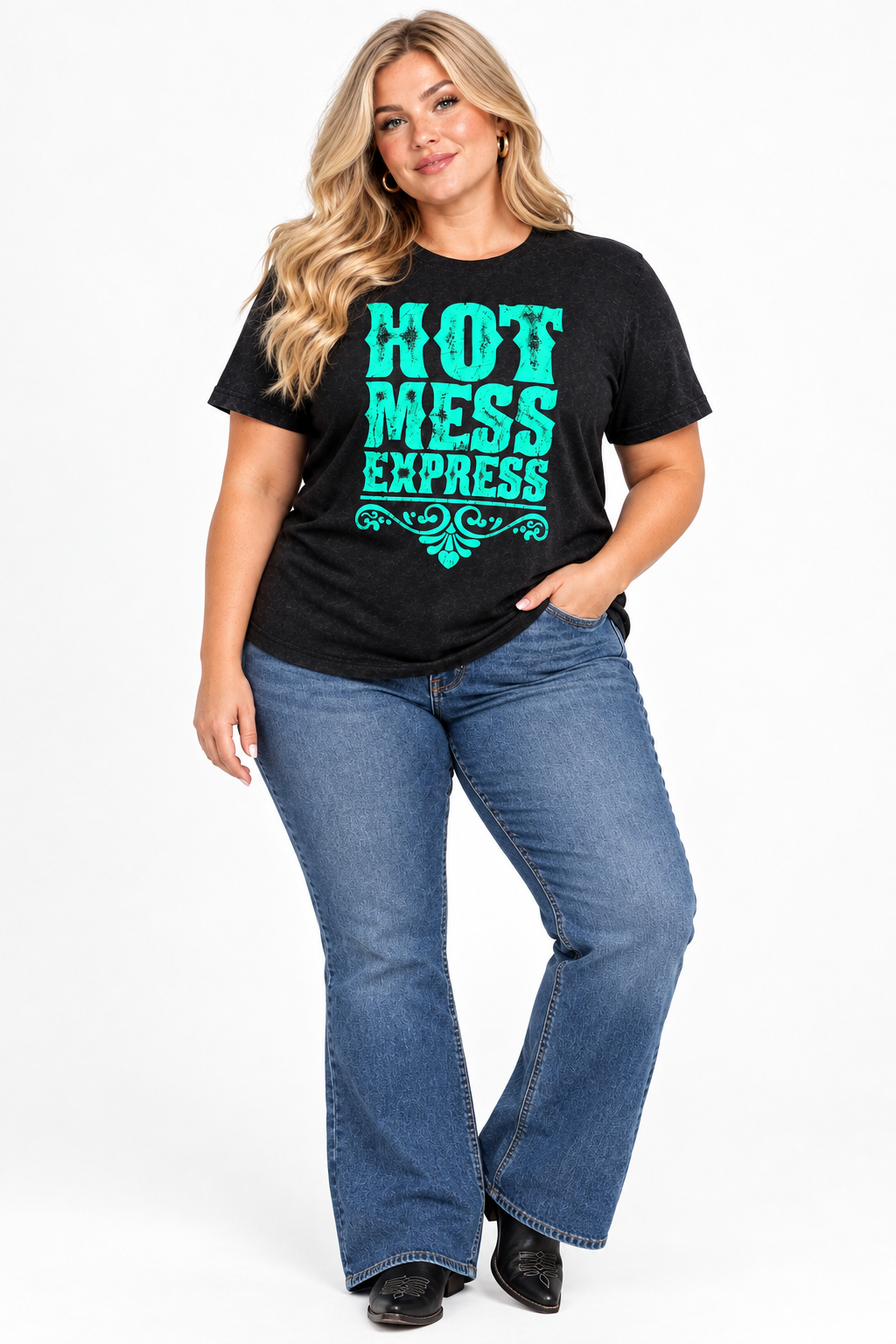 Lulu Mac Hot Mess Express Black Heather Graphic Tshirt