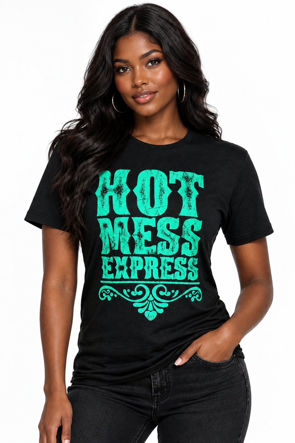 Lulu Mac Hot Mess Express Black Heather Graphic Tshirt