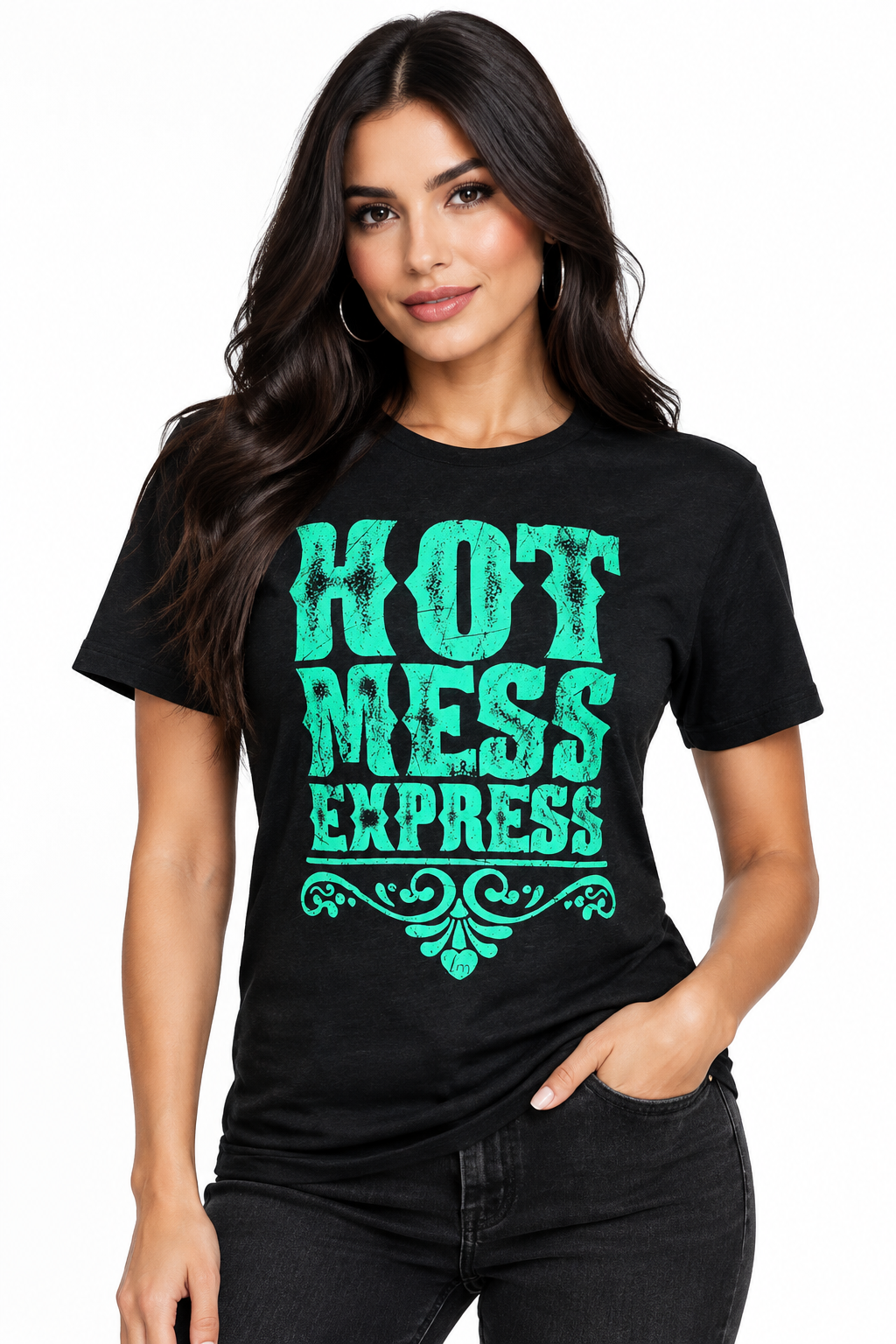 Lulu Mac Hot Mess Express Black Heather Graphic Tshirt