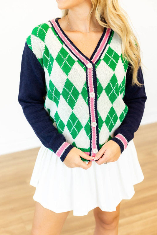 Women's Argyle Cardigan Sweater