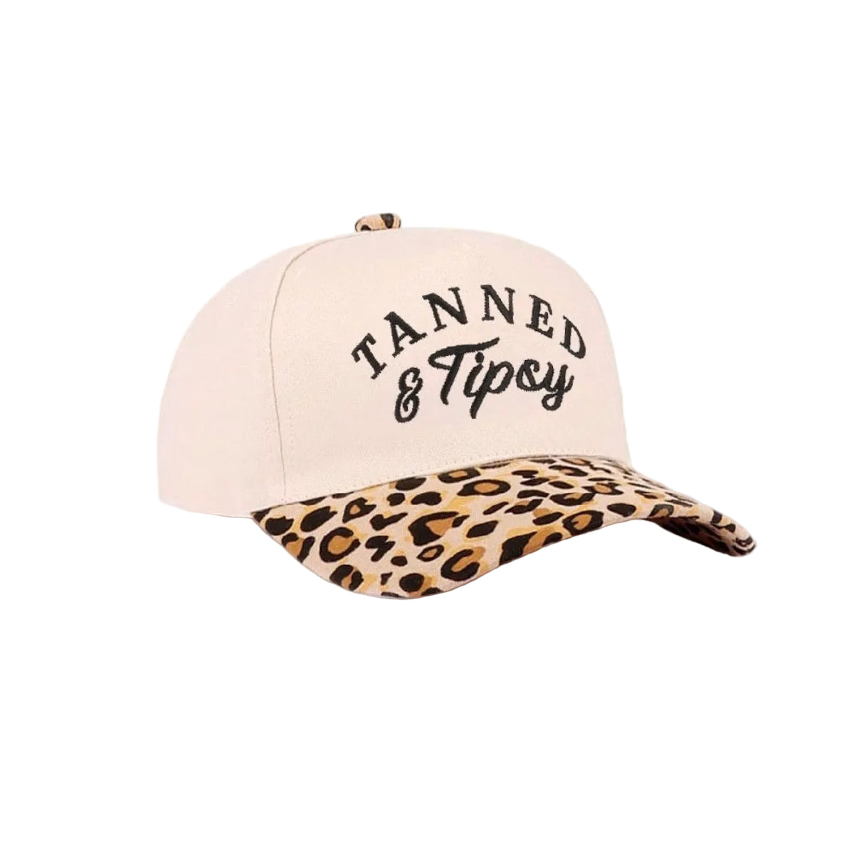Tanned & Tipsy Embroidered Leopard Print Ball Cap