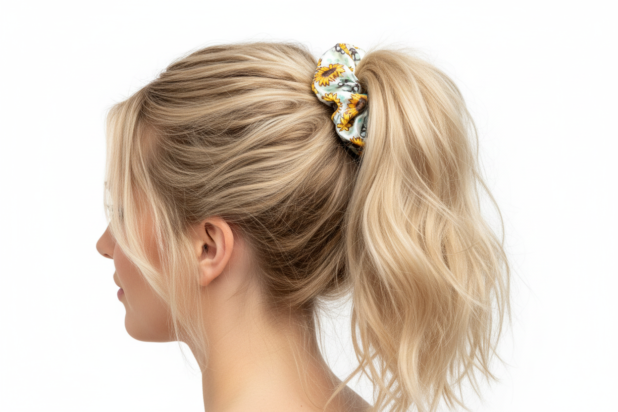Sunflower Concha Hair Scrunchie